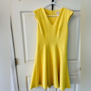 London Times Sunny Yellow Textured Mini Dress